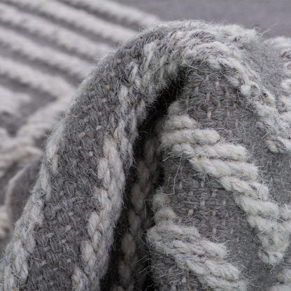 שטיח קילים סקנדינבי 16 אפור/לבן עגול | השטיח האדום