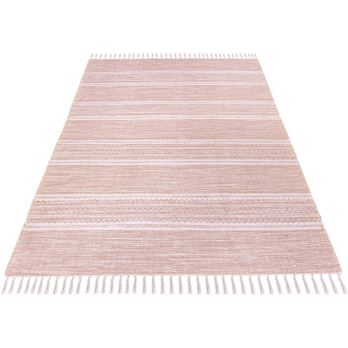 שטיח גפן כותנה 02 ורוד עם פרנזים | השטיח האדום