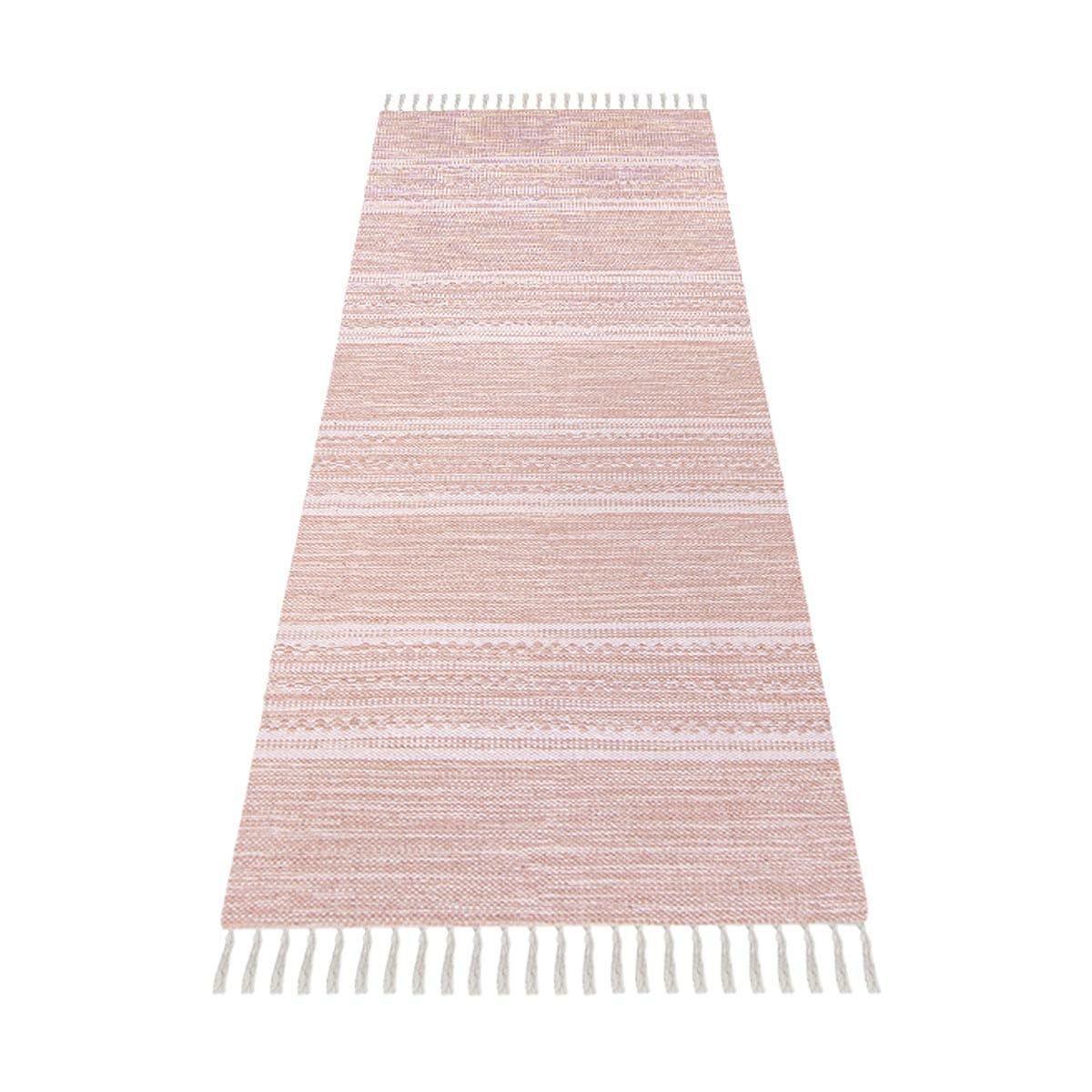 שטיח גפן כותנה 02 ורוד ראנר עם פרנזים | השטיח האדום