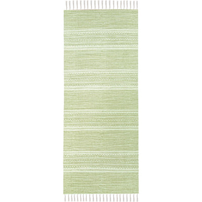 שטיח גפן כותנה 02 ירוק ראנר עם פרנזים | השטיח האדום