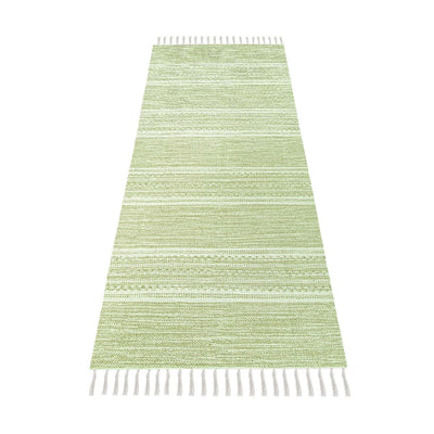 שטיח גפן כותנה 02 ירוק ראנר עם פרנזים | השטיח האדום