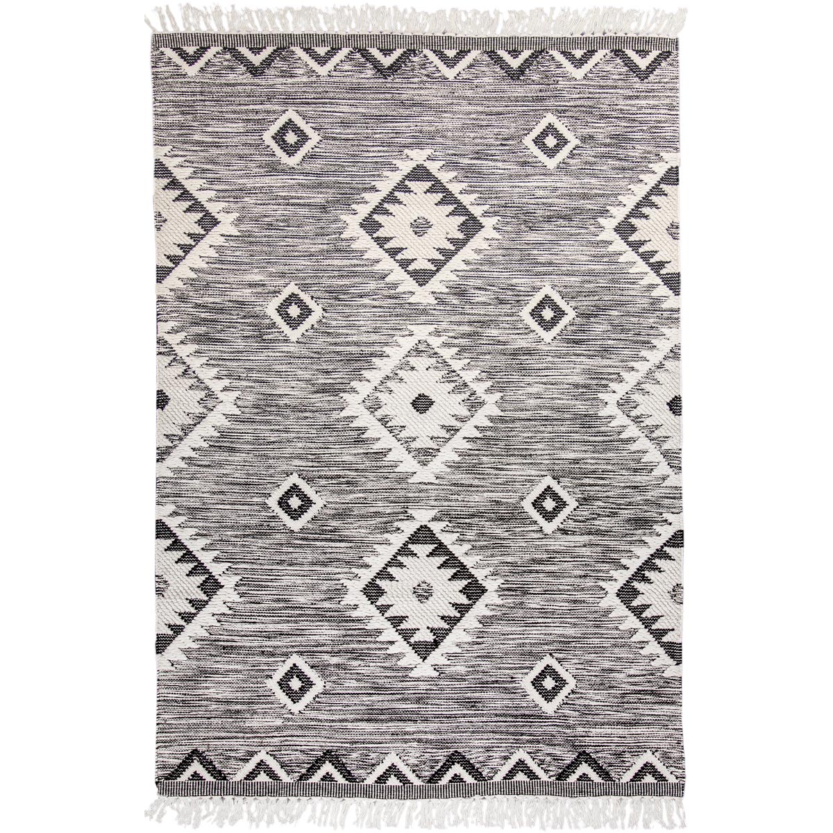 שטיח קילים סקנדינבי 06 אפור עם פרנזים | השטיח האדום