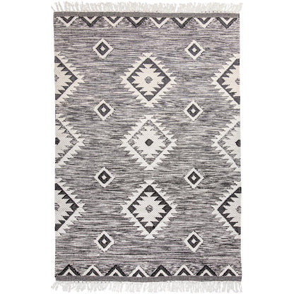 שטיח קילים סקנדינבי 06 אפור עם פרנזים | השטיח האדום