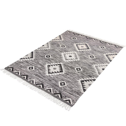 שטיח קילים סקנדינבי 06 אפור עם פרנזים | השטיח האדום