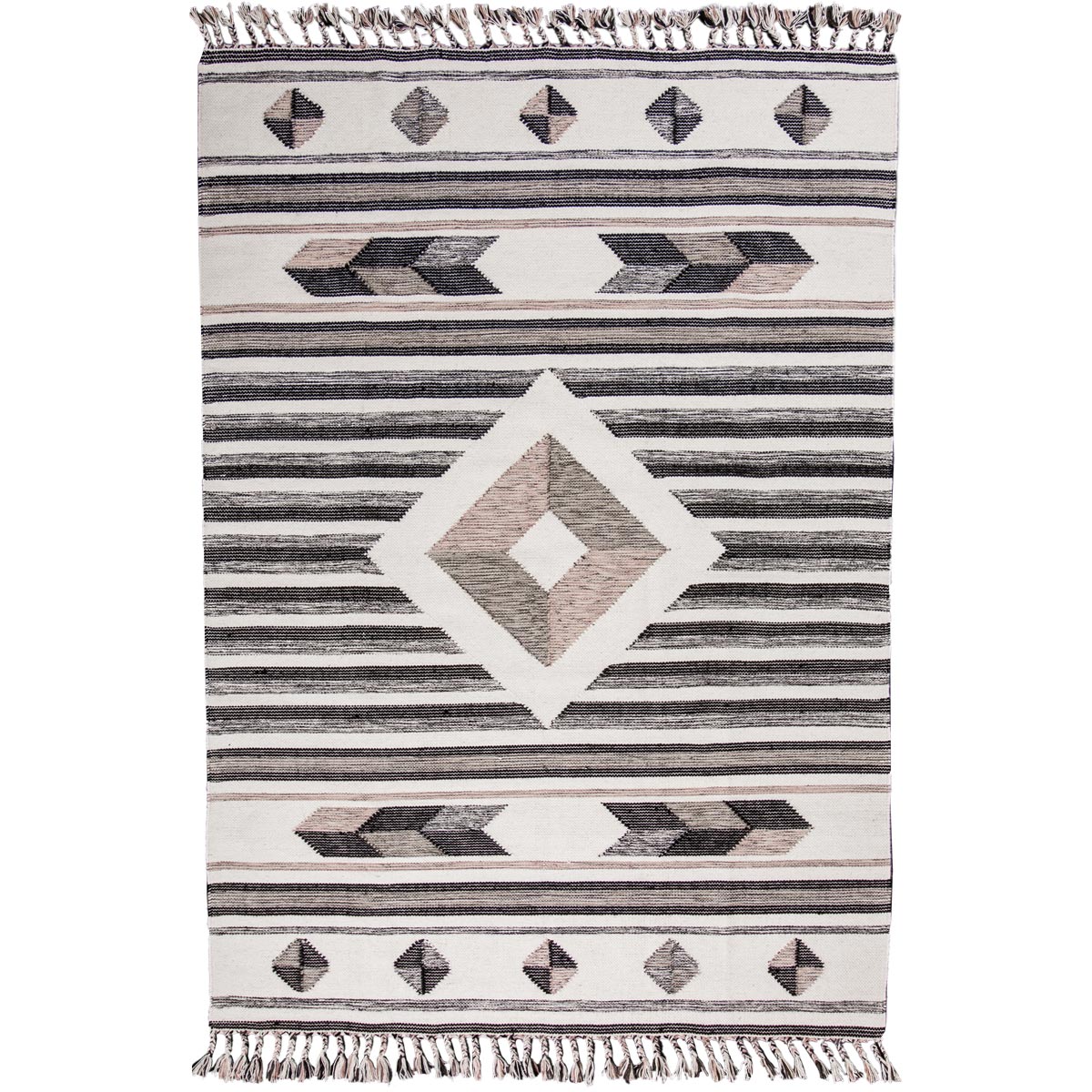 שטיח קילים סקנדינבי 02 ורוד עם פרנזים | השטיח האדום