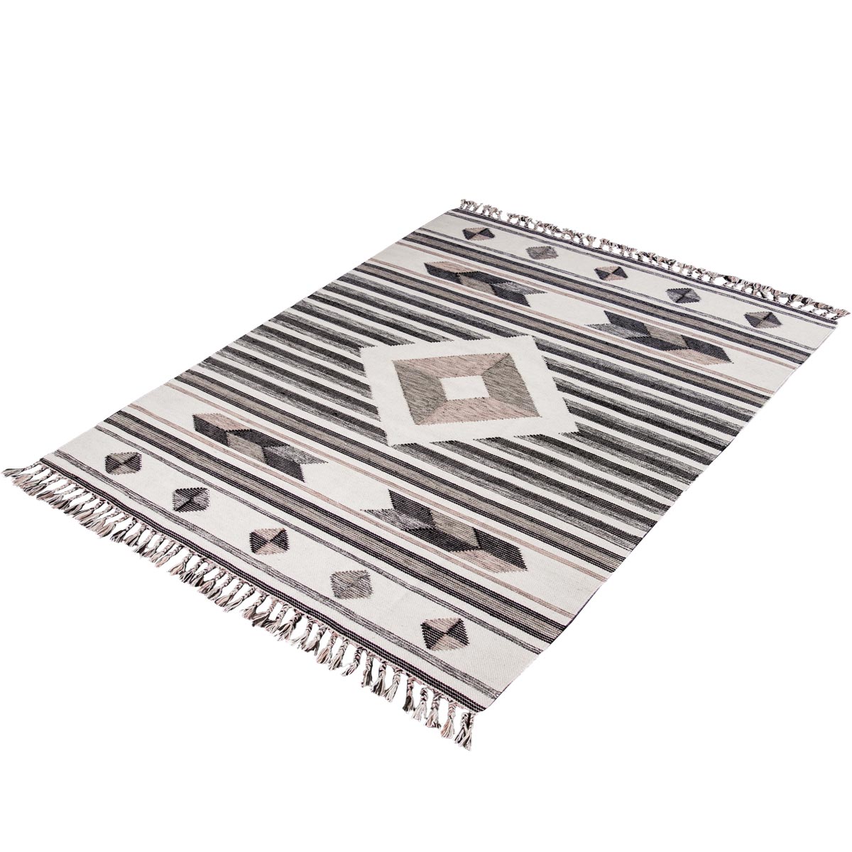 שטיח קילים סקנדינבי 02 ורוד עם פרנזים | השטיח האדום