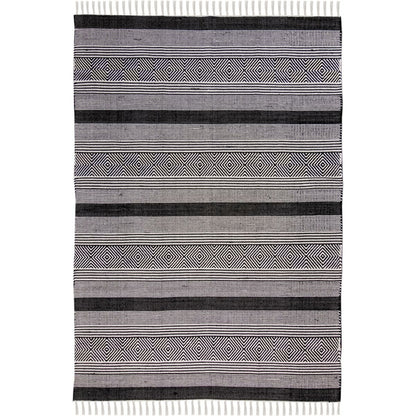 שטיח גפן כותנה 03 שחור עם פרנזים | השטיח האדום