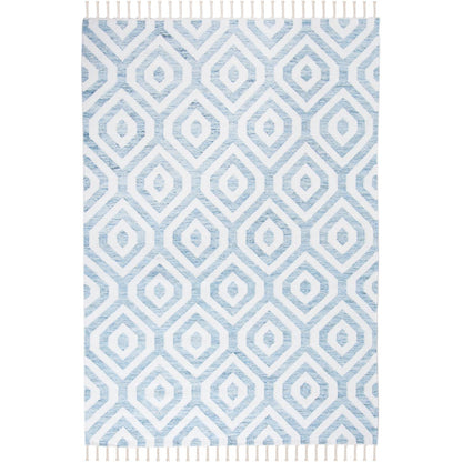 שטיח קילים הדס 02 תכלת/לבן עם פרנזים | השטיח האדום