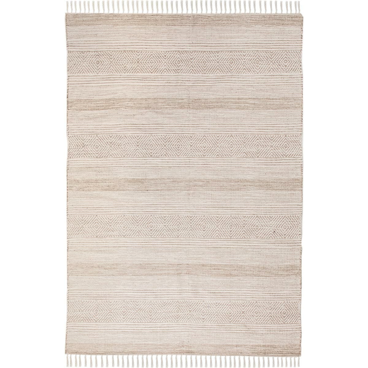 שטיח גפן כותנה 03 בז' עם פרנזים | השטיח האדום