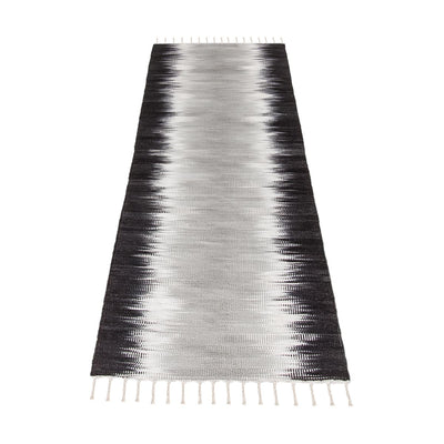 שטיח קילים הדס 12 שחור/אפור/לבן ראנר עם פרנזים | השטיח האדום