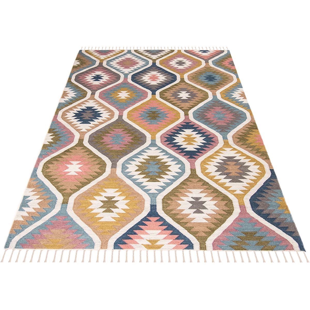שטיח קילים שיראז 03 צבעוני עם פרנזים | השטיח האדום