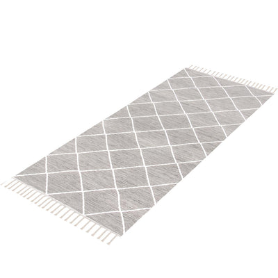 שטיח קילים שוהם 01 אפור בהיר ראנר עם פרנזים | השטיח האדום