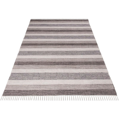 שטיח גפן כותנה 03 אפור עם פרנזים | השטיח האדום