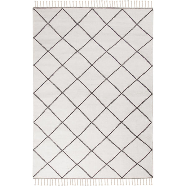 שטיח קילים שוהם 01 לבן עם פרנזים KILIM