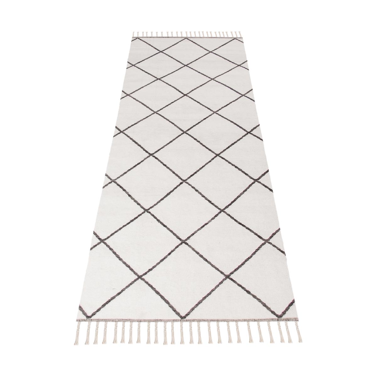 שטיח קילים שוהם 01 לבן ראנר עם פרנזים | השטיח האדום