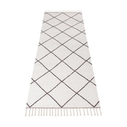 שטיח קילים שוהם 01 לבן ראנר עם פרנזים | השטיח האדום