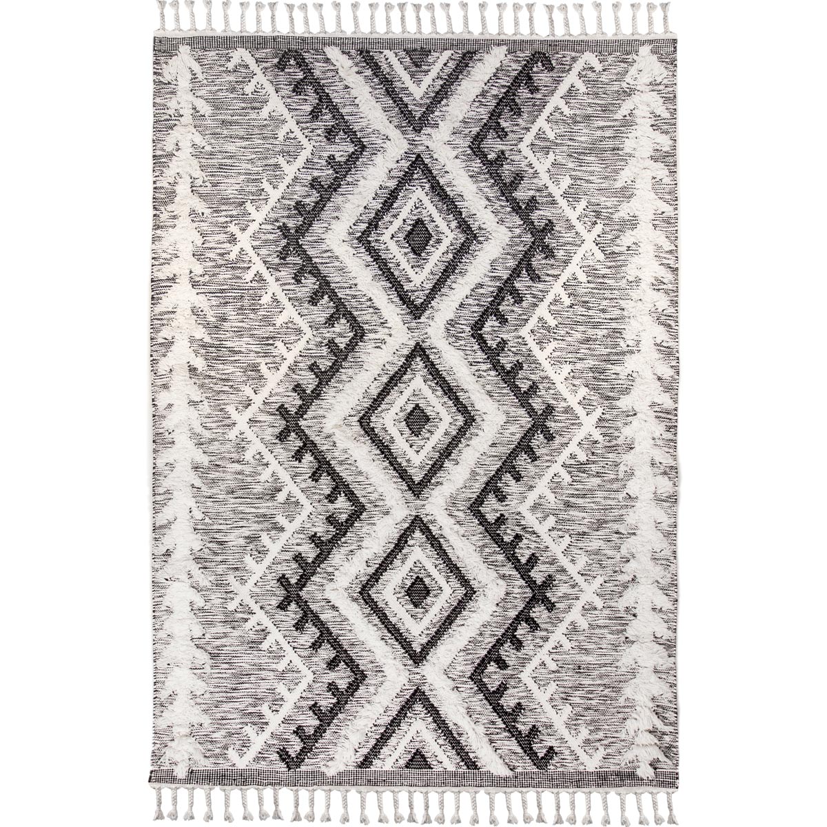 שטיח קילים סקנדינבי 05 אפור עם פרנזים | השטיח האדום