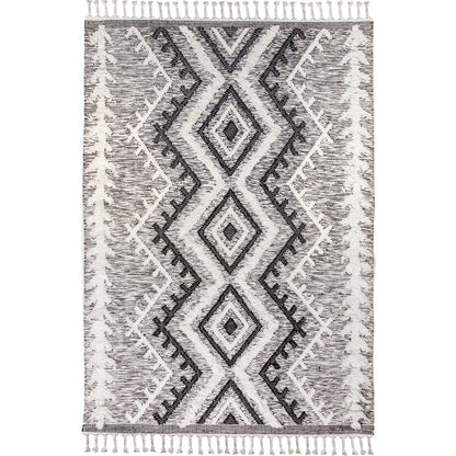 שטיח קילים סקנדינבי 05 אפור עם פרנזים | השטיח האדום