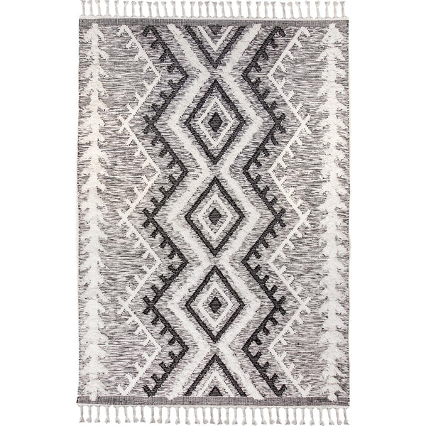 שטיח קילים סקנדינבי 05 אפור עם פרנזים KILIM