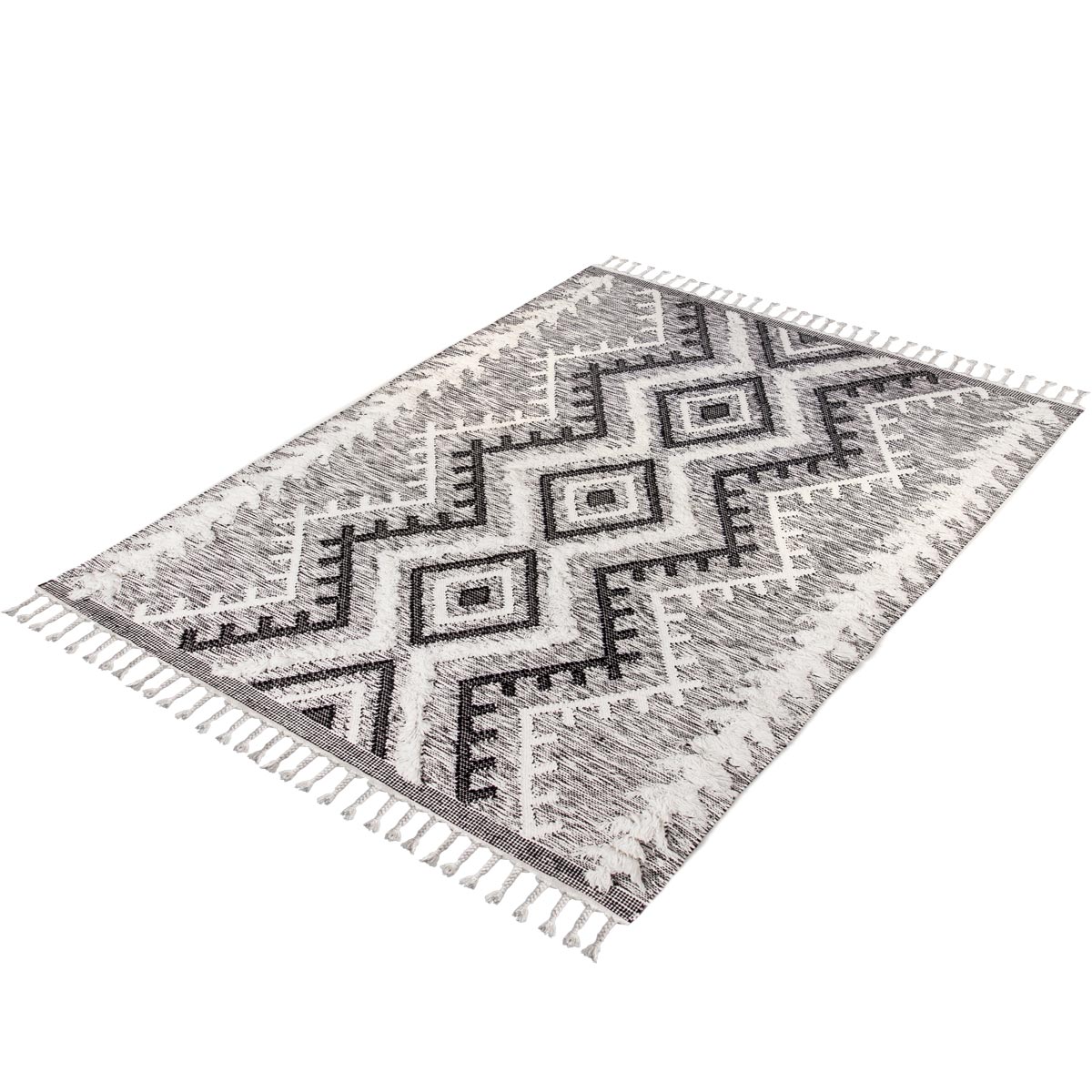 שטיח קילים סקנדינבי 05 אפור עם פרנזים | השטיח האדום