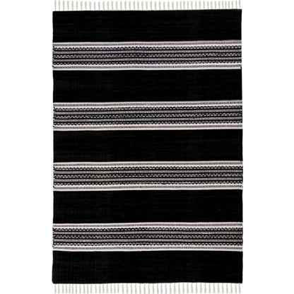 שטיח גפן כותנה 02 שחור עם פרנזים | השטיח האדום