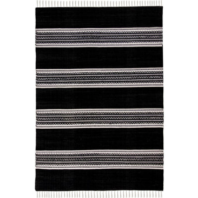שטיח גפן כותנה 02 שחור עם פרנזים | השטיח האדום
