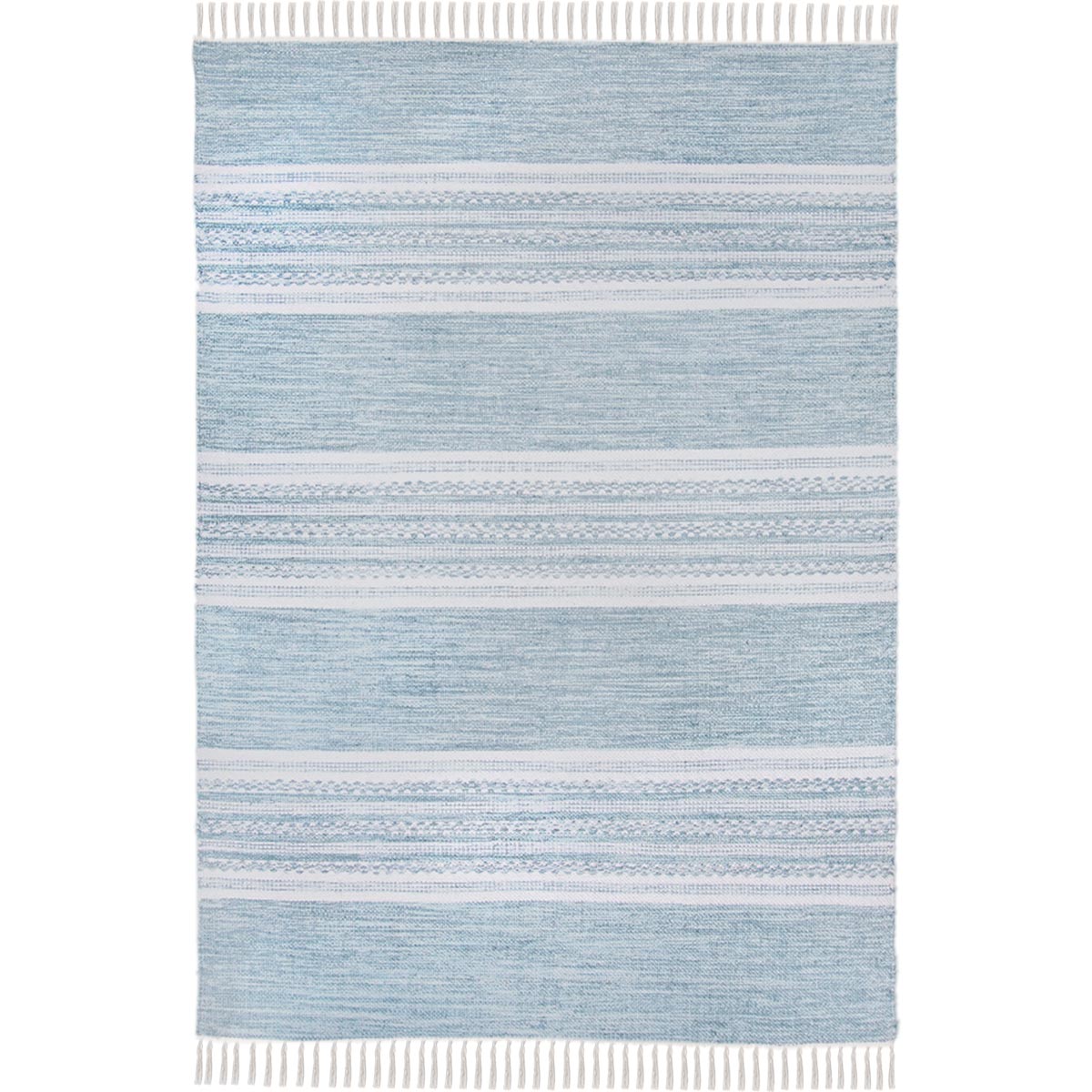 שטיח גפן כותנה 02 תכלת עם פרנזים | השטיח האדום