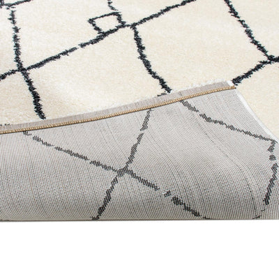 שטיח מרקש 06 קרם/שחור עם פרנזים | השטיח האדום