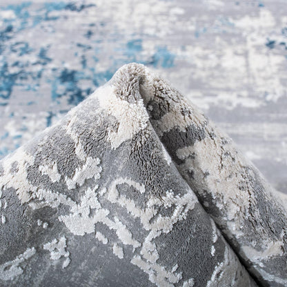 שטיח מילאנו 05 אפור/כחול עגול | השטיח האדום