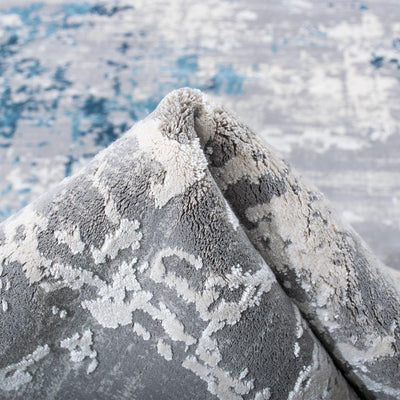 שטיח מילאנו 05 אפור/כחול עגול | השטיח האדום