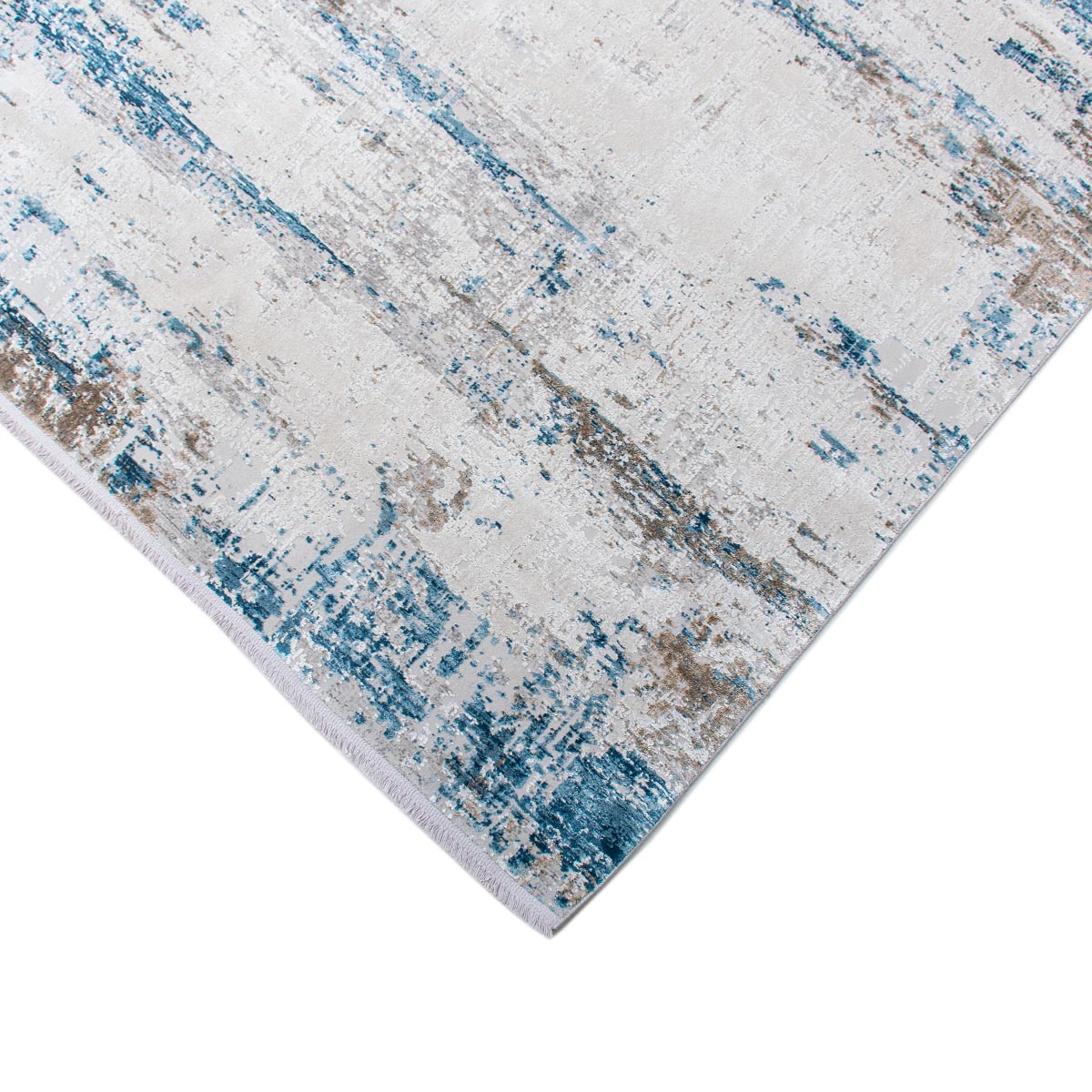 שטיח ג'איפור 04 אפור/כחול עם פרנזים | השטיח האדום