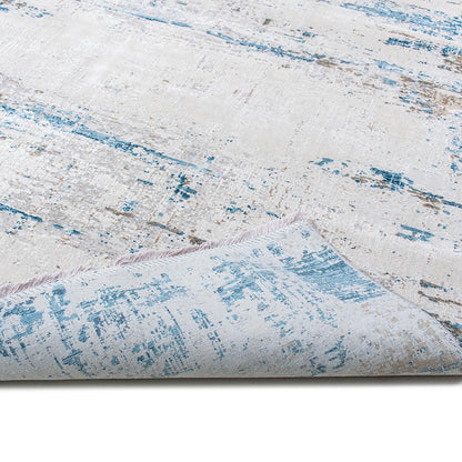 שטיח ג'איפור 04 אפור/כחול עם פרנזים | השטיח האדום