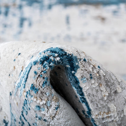 שטיח ג'איפור 04 אפור/כחול עם פרנזים | השטיח האדום