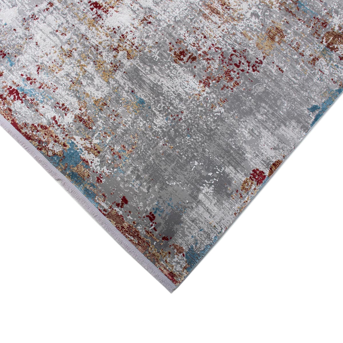 שטיח ג'איפור 02 אדום/כחול/צהוב עם פרנזים | השטיח האדום