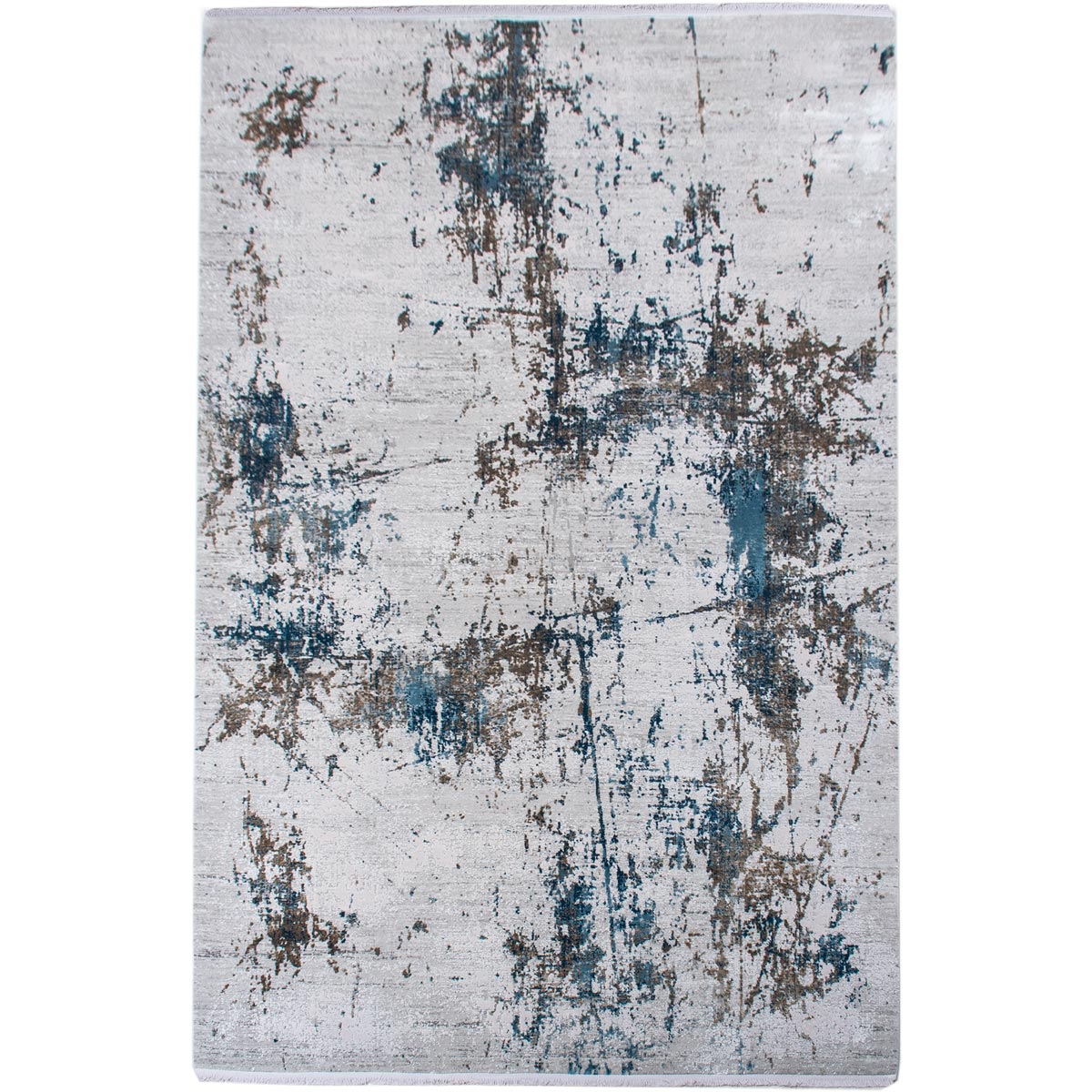 שטיח ג'איפור 01 אפור/כחול/בז' עם פרנזים | השטיח האדום