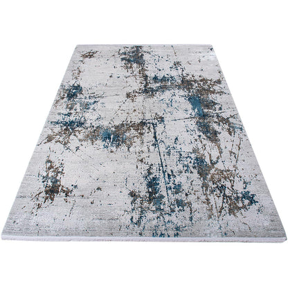 שטיח ג'איפור 01 אפור/כחול/בז' עם פרנזים | השטיח האדום