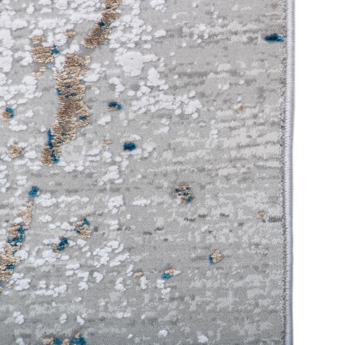 שטיח ג'איפור 01 אפור/כחול/בז' עם פרנזים | השטיח האדום