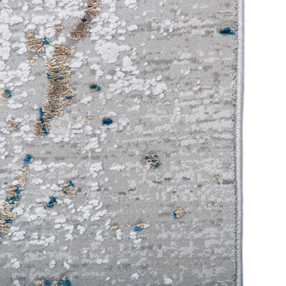 שטיח ג'איפור 01 אפור/כחול/בז' עם פרנזים | השטיח האדום