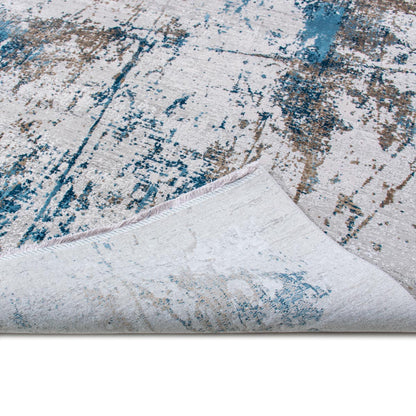 שטיח ג'איפור 01 אפור/כחול/בז' עם פרנזים | השטיח האדום