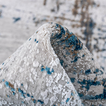 שטיח ג'איפור 01 אפור/כחול/בז' עם פרנזים | השטיח האדום