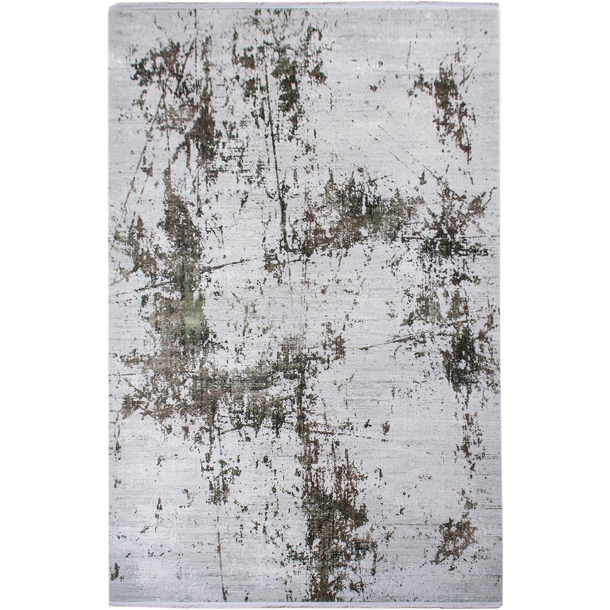 שטיח ג'איפור 01 אפור/ירוק עם פרנזים | השטיח האדום