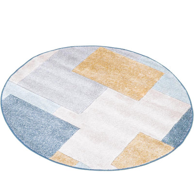 שטיח בוגוטה 13 כחול/אפור/צהוב עגול | השטיח האדום