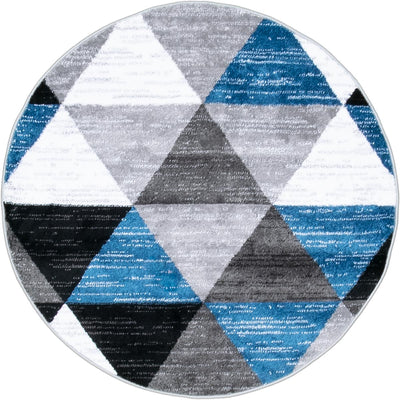 שטיח סלוניקי 11 כחול/אפור/שחור עגול | השטיח האדום