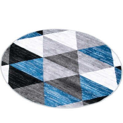 שטיח סלוניקי 11 כחול/אפור/שחור עגול | השטיח האדום
