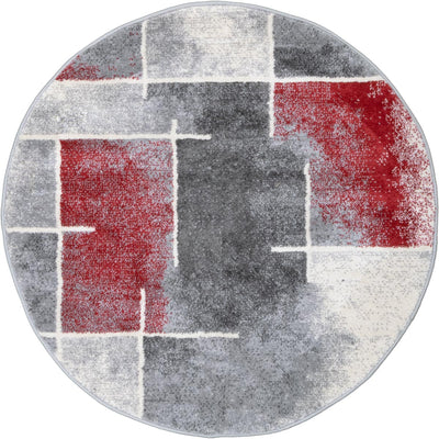 שטיח סלוניקי 12 אפור/קרם/אדום עגול | השטיח האדום