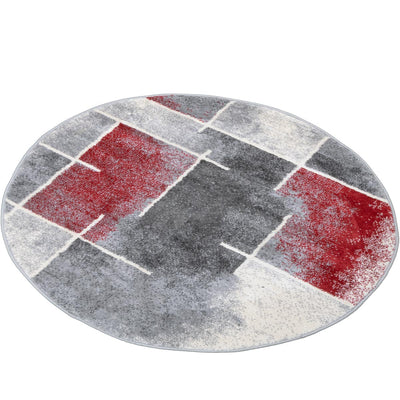 שטיח סלוניקי 12 אפור/קרם/אדום עגול | השטיח האדום