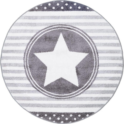 שטיח פאלמה 13 אפור/קרם/אפור כהה עגול | השטיח האדום