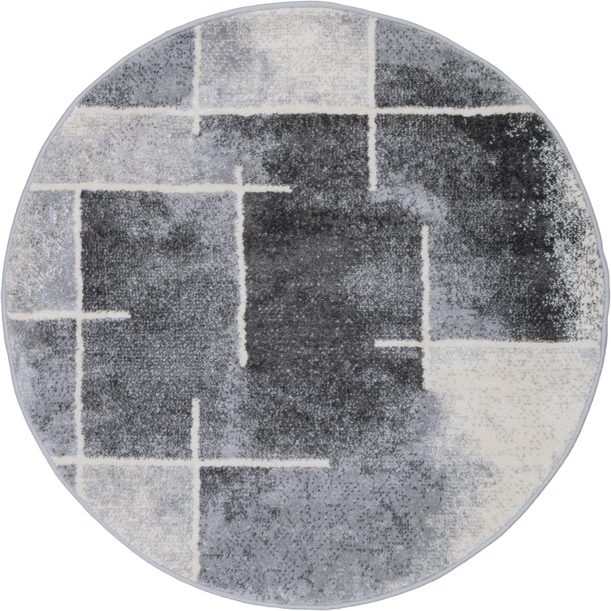 שטיח סלוניקי 12 אפור/קרם/אפור כהה עגול | השטיח האדום