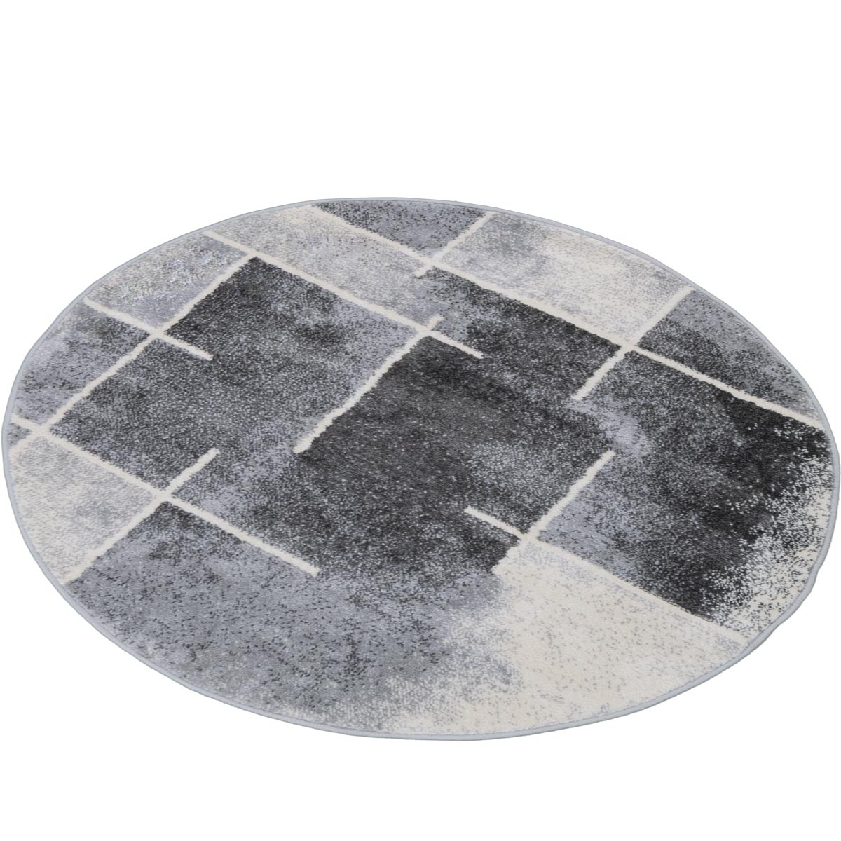 שטיח סלוניקי 12 אפור/קרם/אפור כהה עגול | השטיח האדום
