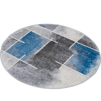 שטיח סלוניקי 12 אפור/קרם/כחול עגול | השטיח האדום